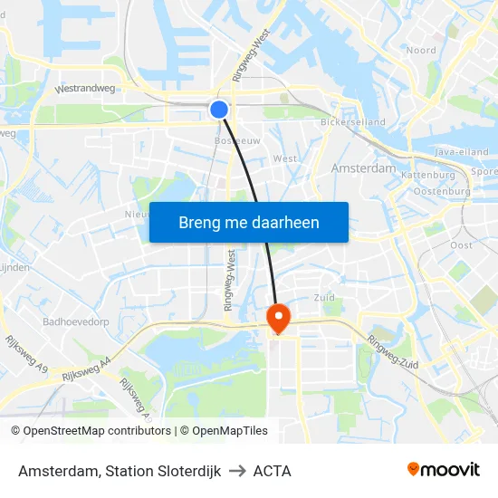 Amsterdam, Station Sloterdijk to ACTA map