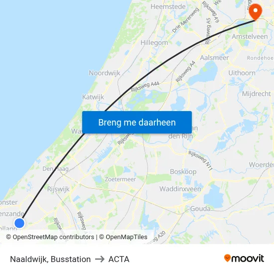 Naaldwijk, Busstation to ACTA map