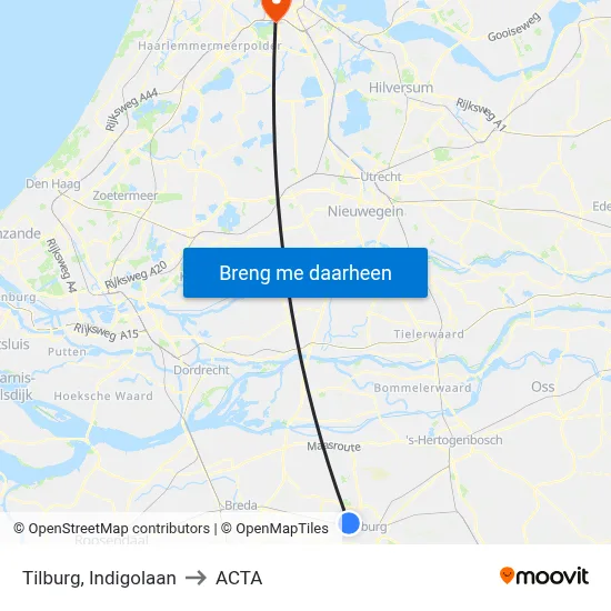 Tilburg, Indigolaan to ACTA map