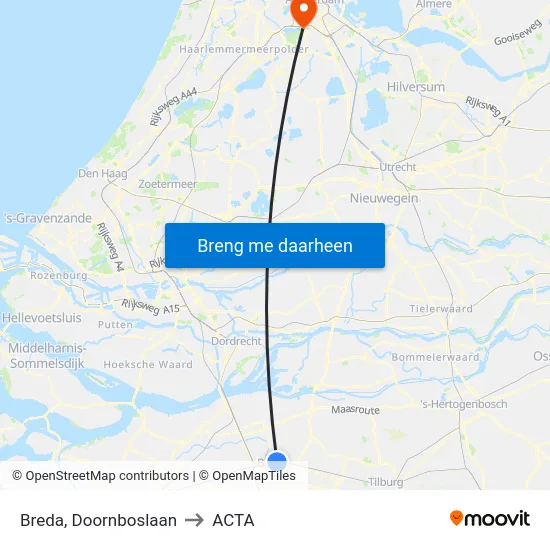 Breda, Doornboslaan to ACTA map