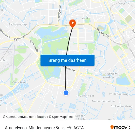 Amstelveen, Middenhoven/Brink to ACTA map