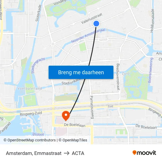 Amsterdam, Emmastraat to ACTA map