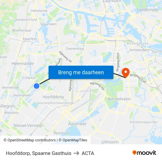 Hoofddorp, Spaarne Gasthuis to ACTA map