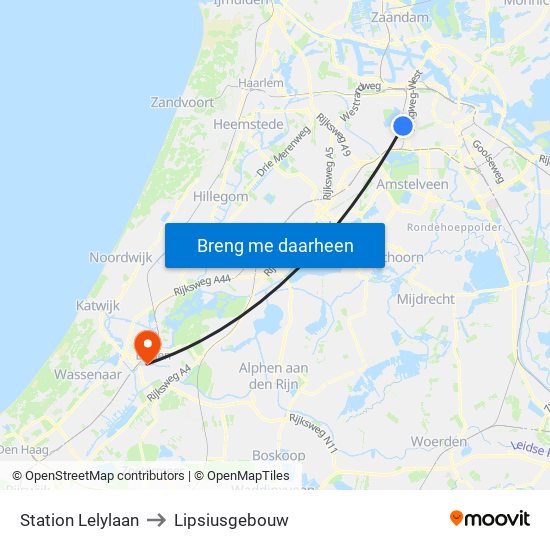 Station Lelylaan to Lipsiusgebouw map