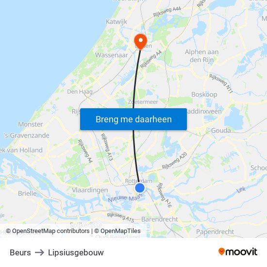 Beurs to Lipsiusgebouw map