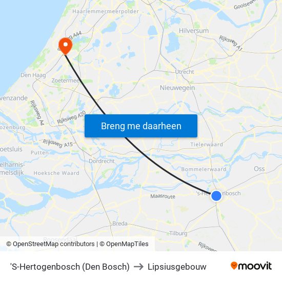 'S-Hertogenbosch (Den Bosch) to Lipsiusgebouw map