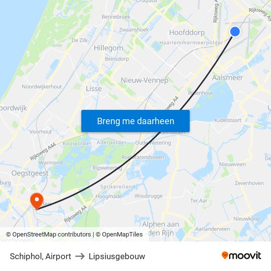 Schiphol, Airport to Lipsiusgebouw map