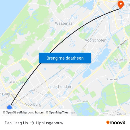Den Haag Hs to Lipsiusgebouw map