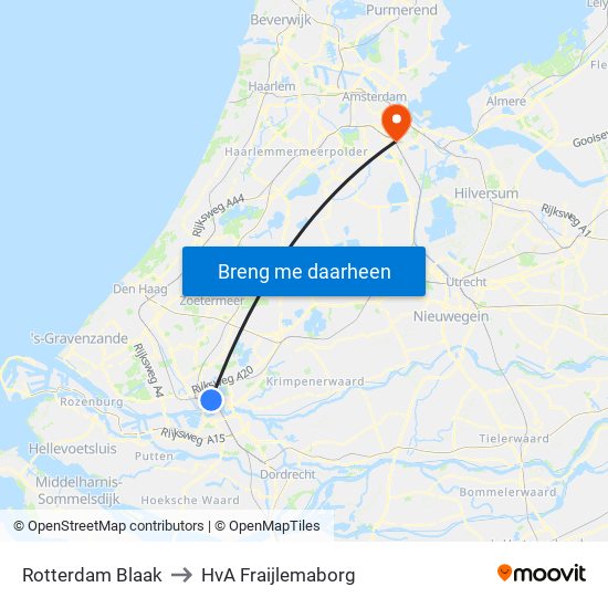 Rotterdam Blaak to HvA Fraijlemaborg map