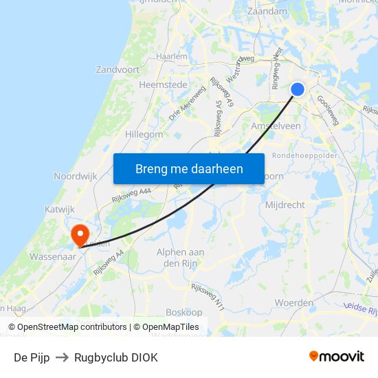 De Pijp to Rugbyclub DIOK map