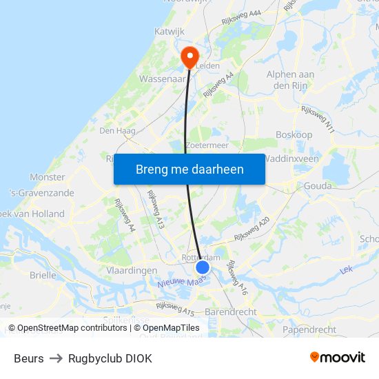 Beurs to Rugbyclub DIOK map