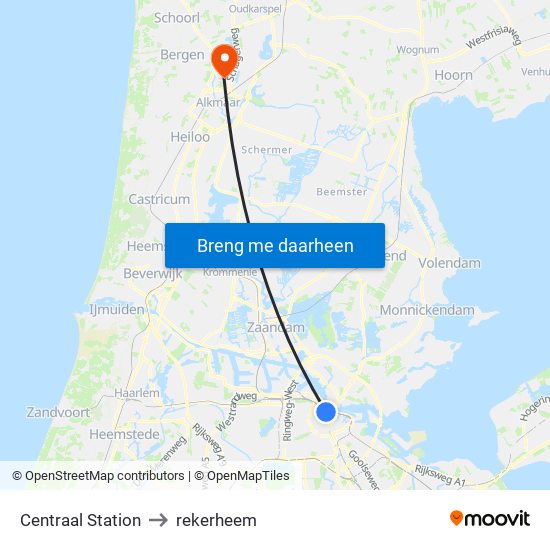 Centraal Station to rekerheem map