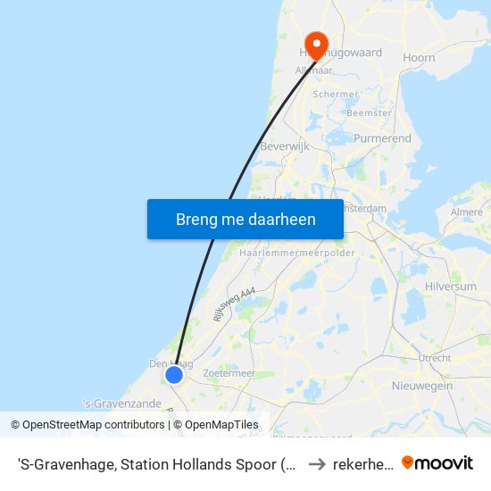 'S-Gravenhage, Station Hollands Spoor (Perron A) to rekerheem map