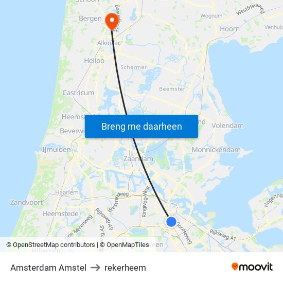 Amsterdam Amstel to rekerheem map