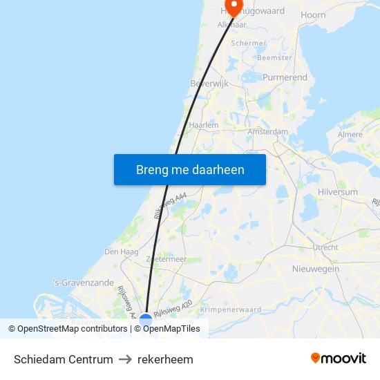 Schiedam Centrum to rekerheem map