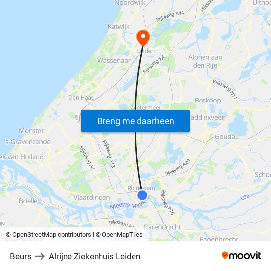 Beurs to Alrijne Ziekenhuis Leiden map