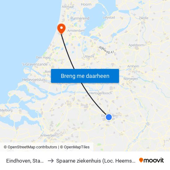 Eindhoven, Station to Spaarne ziekenhuis (Loc. Heemstede) map