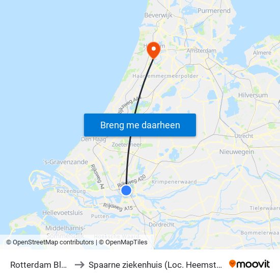 Rotterdam Blaak to Spaarne ziekenhuis (Loc. Heemstede) map