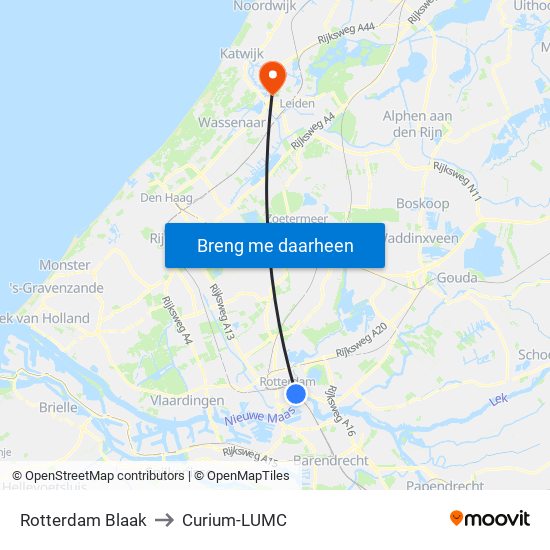 Rotterdam Blaak to Curium-LUMC map