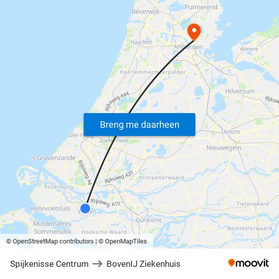 Spijkenisse Centrum to BovenIJ Ziekenhuis map