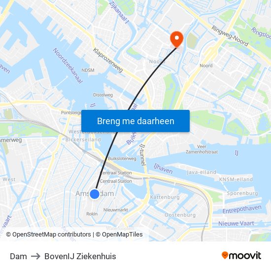 Dam to BovenIJ Ziekenhuis map