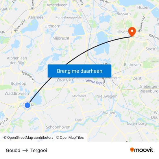 Gouda to Tergooi map