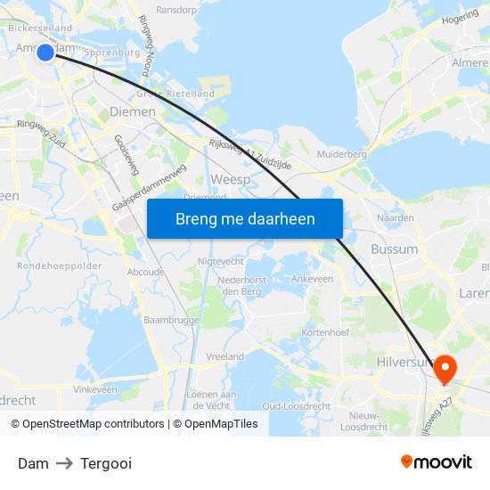 Dam to Tergooi map