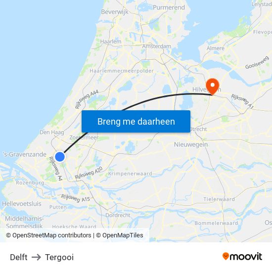 Delft to Tergooi map