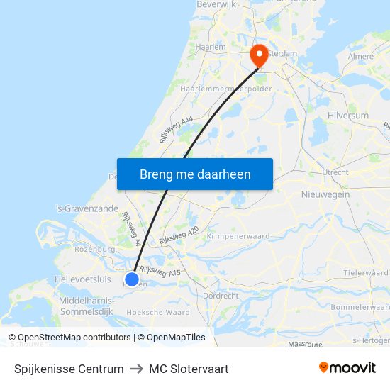 Spijkenisse Centrum to MC Slotervaart map