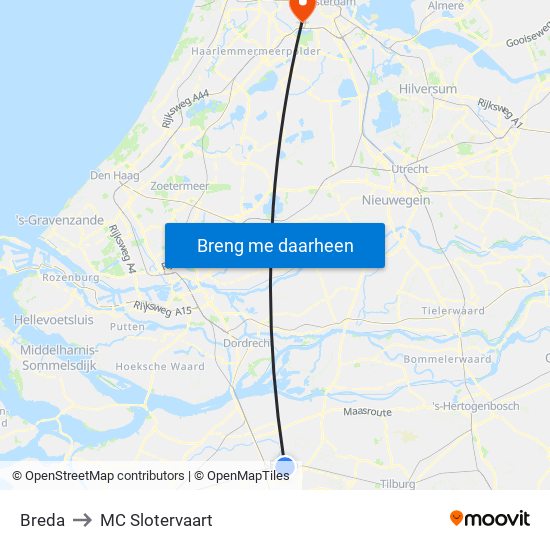 Breda to MC Slotervaart map