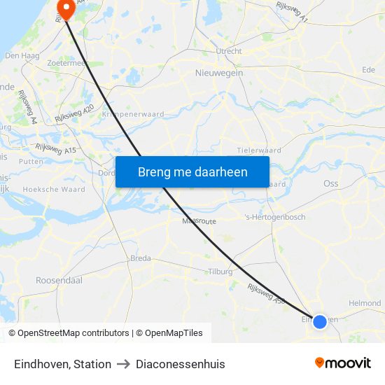 Eindhoven, Station to Diaconessenhuis map