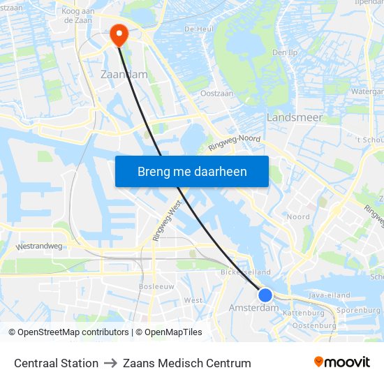 Centraal Station to Zaans Medisch Centrum map