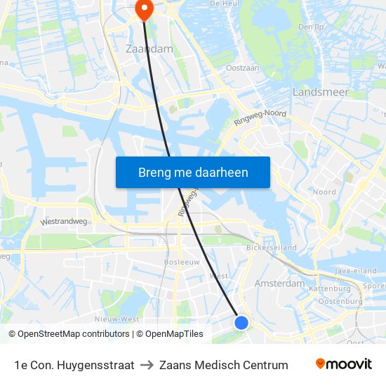 1e Con. Huygensstraat to Zaans Medisch Centrum map