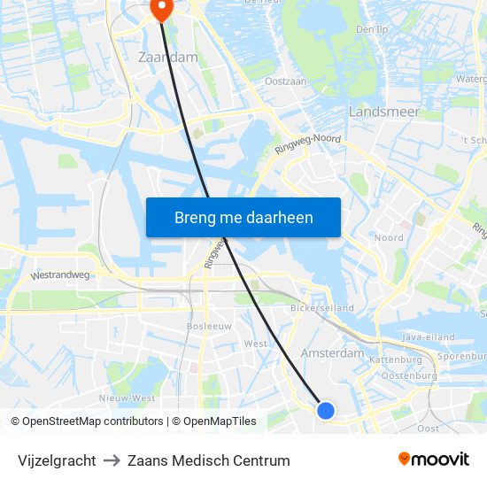 Vijzelgracht to Zaans Medisch Centrum map