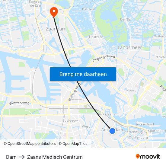 Dam to Zaans Medisch Centrum map