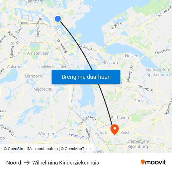 Noord to Wilhelmina Kinderziekenhuis map