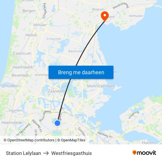 Station Lelylaan to Westfriesgasthuis map