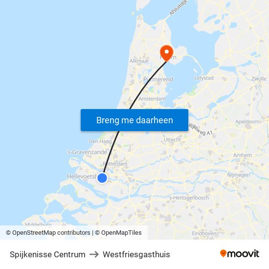 Spijkenisse Centrum to Westfriesgasthuis map