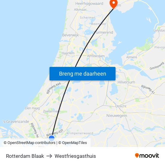 Rotterdam Blaak to Westfriesgasthuis map