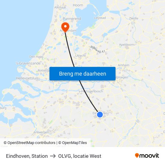 Eindhoven, Station to OLVG, locatie West map