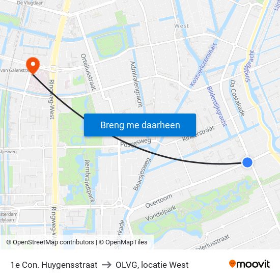 1e Con. Huygensstraat to OLVG, locatie West map