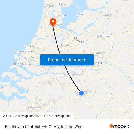 Eindhoven Centraal to OLVG, locatie West map