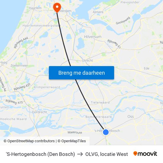 'S-Hertogenbosch (Den Bosch) to OLVG, locatie West map