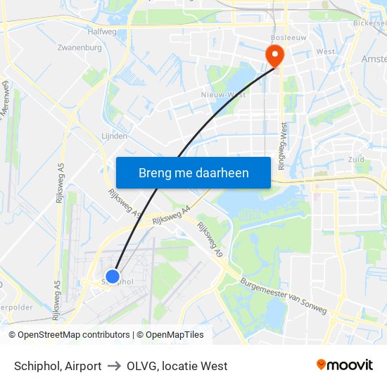 Schiphol, Airport to OLVG, locatie West map