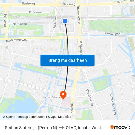 Station Sloterdijk (Perron N) to OLVG, locatie West map