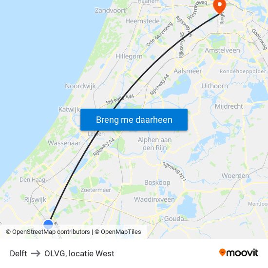 Delft to OLVG, locatie West map