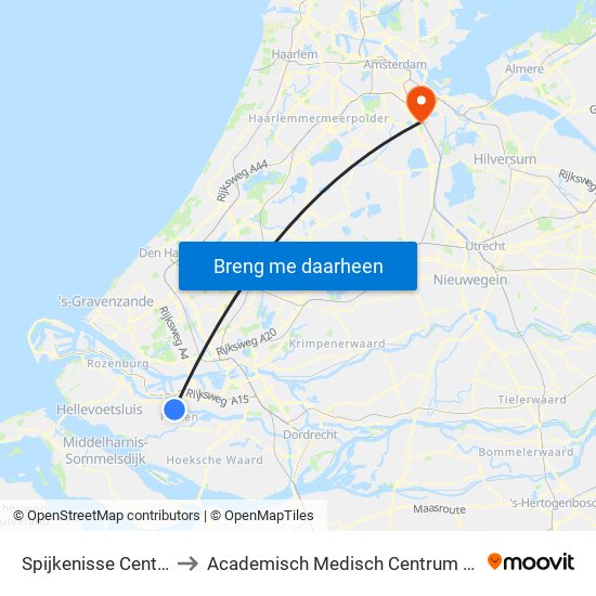 Spijkenisse Centrum to Academisch Medisch Centrum (AMC) map