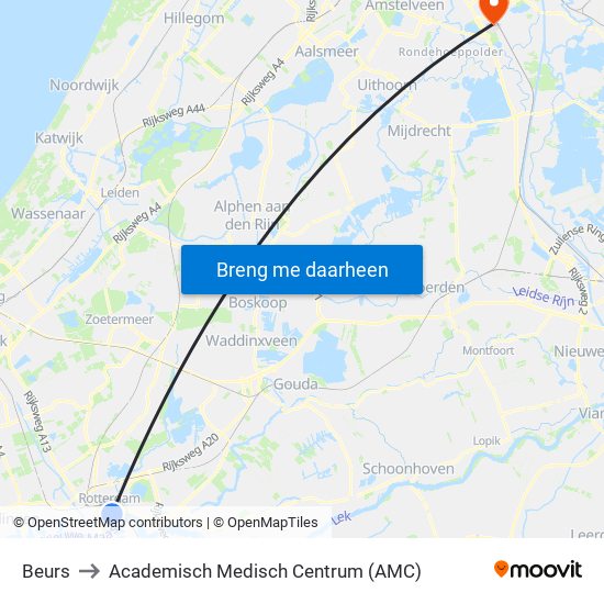 Beurs to Academisch Medisch Centrum (AMC) map