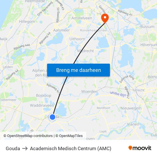 Gouda to Academisch Medisch Centrum (AMC) map