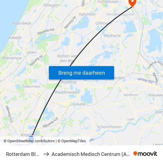 Rotterdam Blaak to Academisch Medisch Centrum (AMC) map